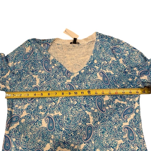 NWT Talbots 100% Cotton Playful Paisley V-Neck Sweater Size PL - Picture 9 of 13